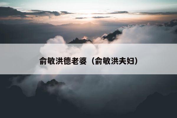 俞敏洪德老婆（俞敏洪夫妇） 第1张