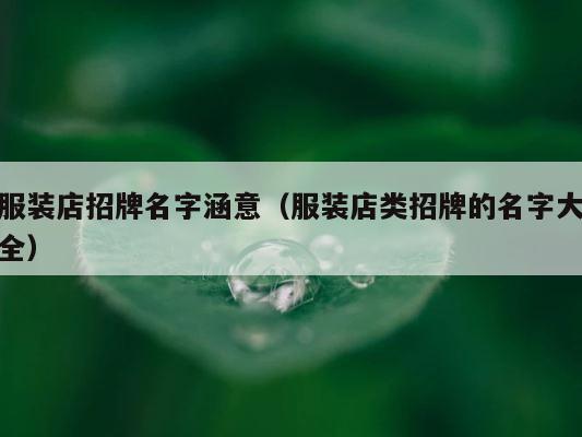 服装店招牌名字涵意（服装店类招牌的名字大全） 第1张