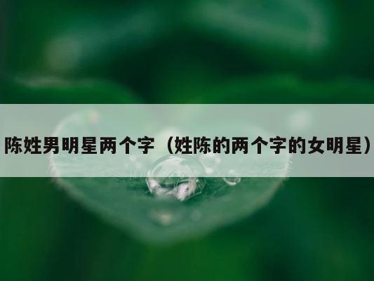 陈姓男明星两个字（姓陈的两个字的女明星） 第1张