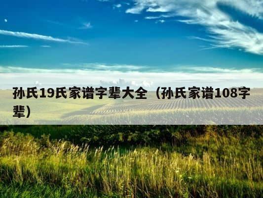 孙氏19氏家谱字辈大全（孙氏家谱108字辈） 第1张