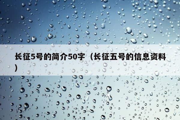 长征5号的简介50字（长征五号的信息资料） 第1张