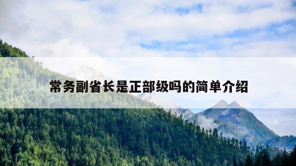 常务副省长是正部级吗的简单介绍 第1张