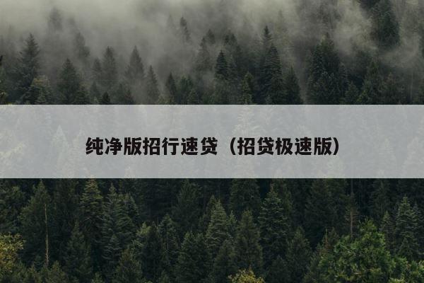 纯净版招行速贷（招贷极速版） 第1张