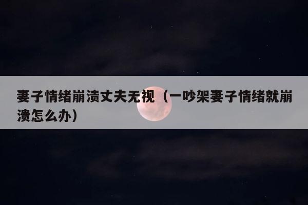 妻子情绪崩溃丈夫无视（一吵架妻子情绪就崩溃怎么办） 第1张
