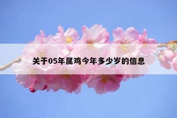 关于05年属鸡今年多少岁的信息 第1张