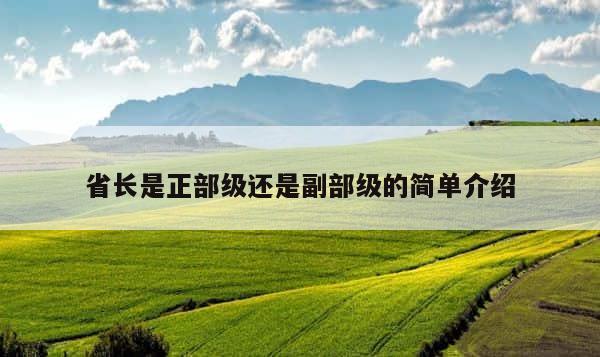 省长是正部级还是副部级的简单介绍 第1张