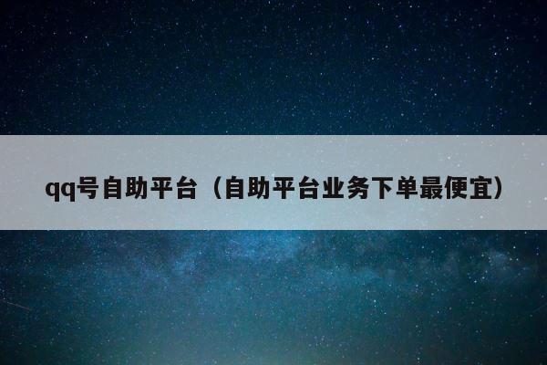 qq号自助平台（自助平台业务下单最便宜） 第1张