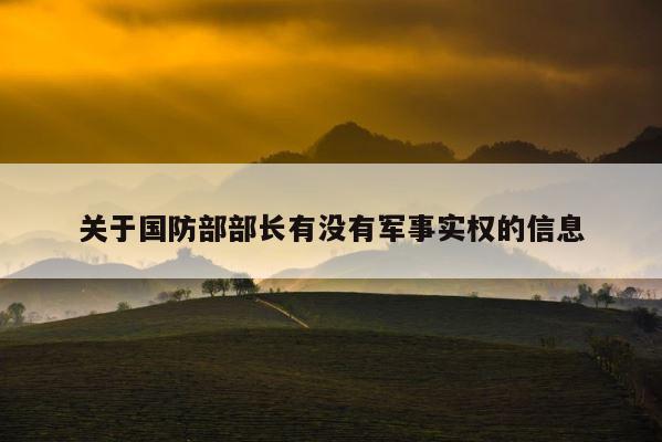 关于国防部部长有没有军事实权的信息 第1张