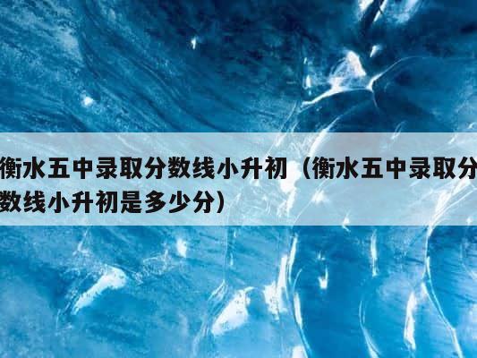 衡水五中录取分数线小升初（衡水五中录取分数线小升初是多少分） 第1张