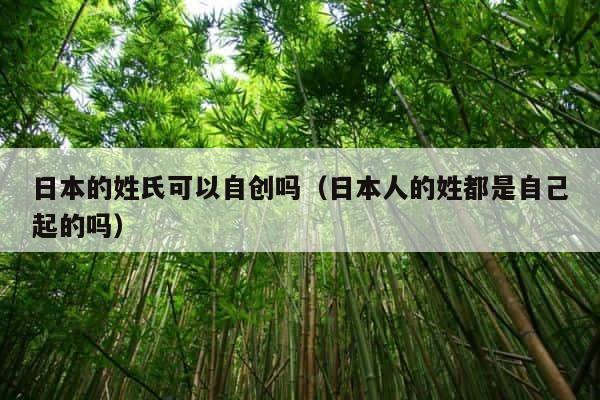日本的姓氏可以自创吗（日本人的姓都是自己起的吗） 第1张