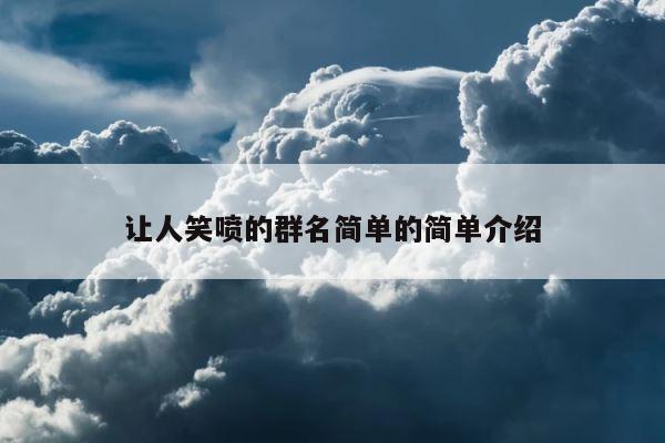 让人笑喷的群名简单的简单介绍 第1张