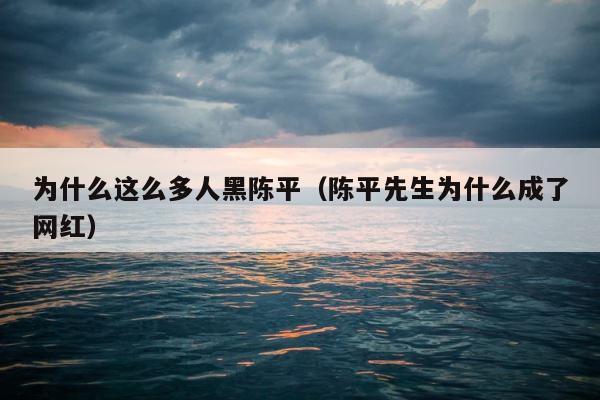 为什么这么多人黑陈平（陈平先生为什么成了网红） 第1张