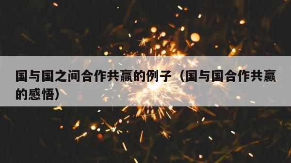国与国之间合作共赢的例子（国与国合作共赢的感悟） 第1张