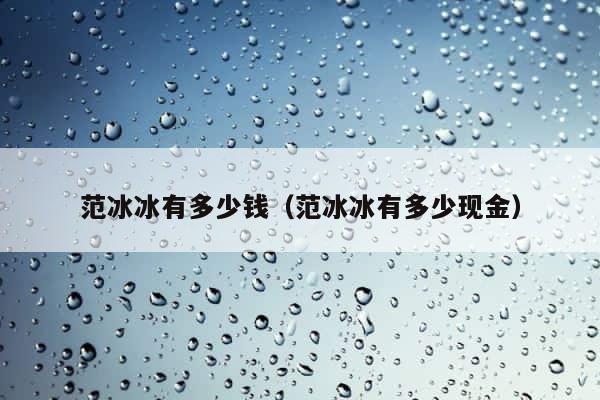 范冰冰有多少钱（范冰冰有多少现金） 第1张