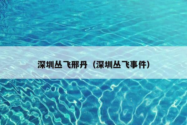 深圳丛飞邢丹（深圳丛飞事件） 第1张