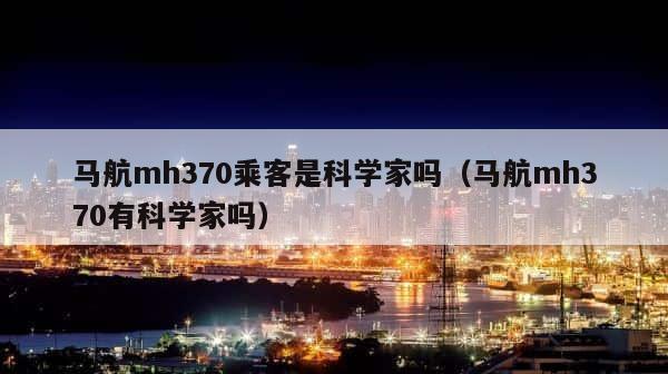 马航mh370乘客是科学家吗（马航mh370有科学家吗） 第1张