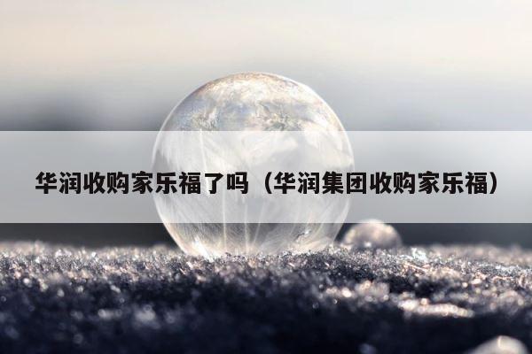 华润收购家乐福了吗（华润集团收购家乐福） 第1张