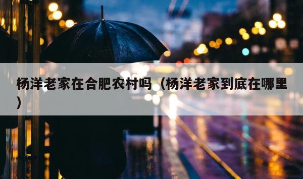 杨洋老家在合肥农村吗（杨洋老家到底在哪里） 第1张