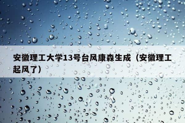 安徽理工大学13号台风康森生成（安徽理工起风了） 第1张