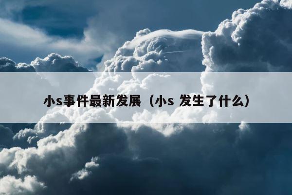 小s事件最新发展（小s 发生了什么） 第1张