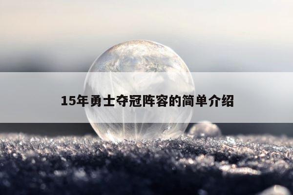 15年勇士夺冠阵容的简单介绍 第1张