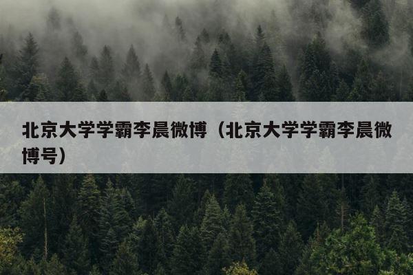 北京大学学霸李晨微博（北京大学学霸李晨微博号） 第1张