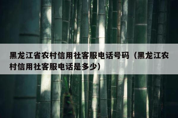黑龙江省农村信用社客服电话号码（黑龙江农村信用社客服电话是多少） 第1张