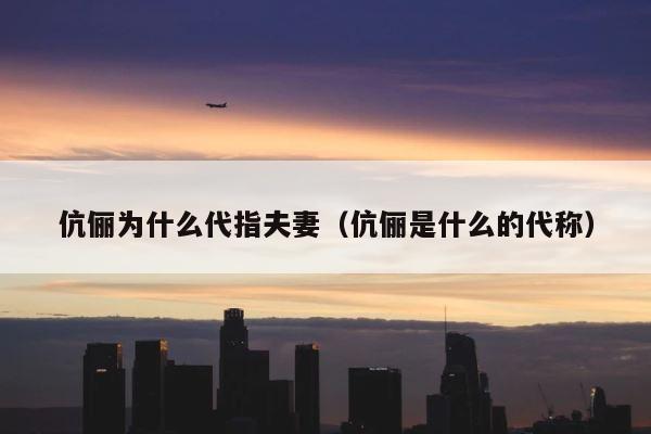 伉俪为什么代指夫妻（伉俪是什么的代称） 第1张
