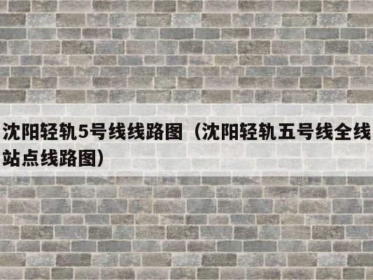 沈阳轻轨5号线线路图（沈阳轻轨五号线全线站点线路图） 第1张