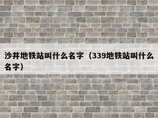 沙井地铁站叫什么名字（339地铁站叫什么名字） 第1张
