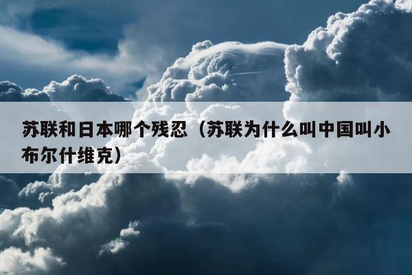 苏联和日本哪个残忍（苏联为什么叫中国叫小布尔什维克） 第1张