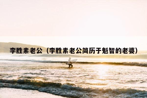 李胜素老公（李胜素老公简历于魁智的老婆） 第1张
