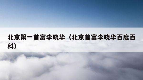 北京第一首富李晓华（北京首富李晓华百度百科） 第1张