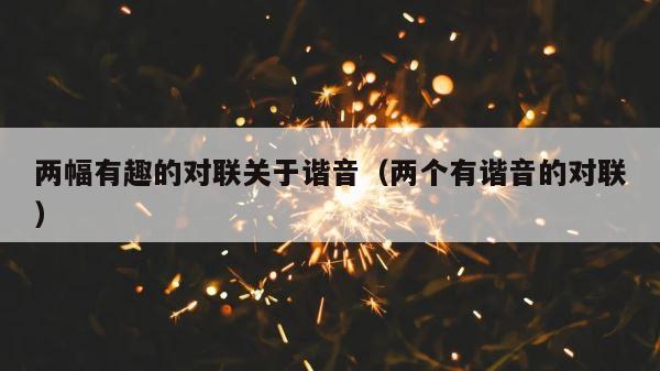 两幅有趣的对联关于谐音（两个有谐音的对联） 第1张