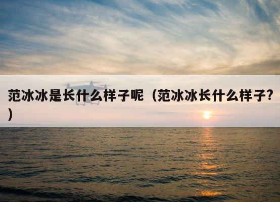 范冰冰是长什么样子呢（范冰冰长什么样子?） 第1张