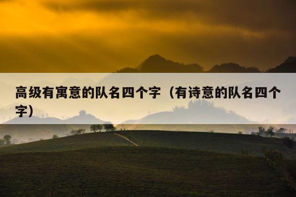 高级有寓意的队名四个字（有诗意的队名四个字） 第1张
