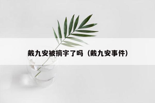 戴九安被摘字了吗（戴九安事件） 第1张