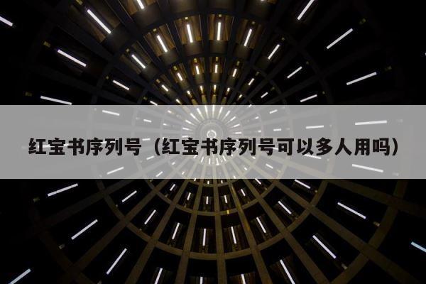红宝书序列号（红宝书序列号可以多人用吗） 第1张