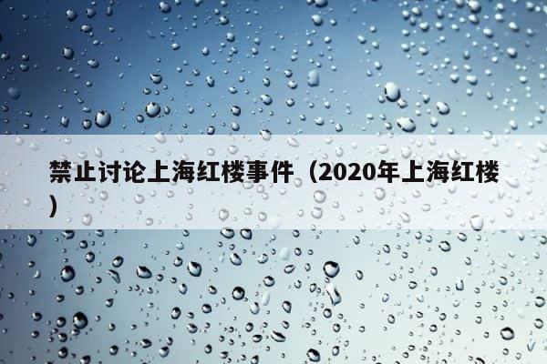 禁止讨论上海红楼事件（2020年上海红楼） 第1张