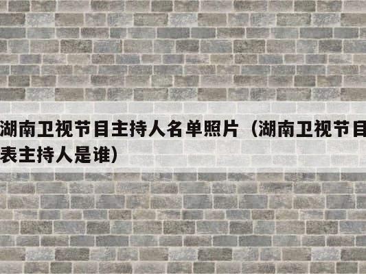 湖南卫视节目主持人名单照片（湖南卫视节目表主持人是谁） 第1张
