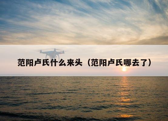 范阳卢氏什么来头（范阳卢氏哪去了） 第1张