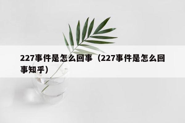 227事件是怎么回事（227事件是怎么回事知乎） 第1张