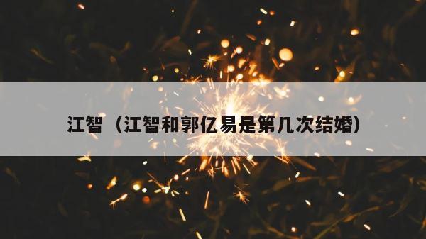 江智（江智和郭亿易是第几次结婚） 第1张