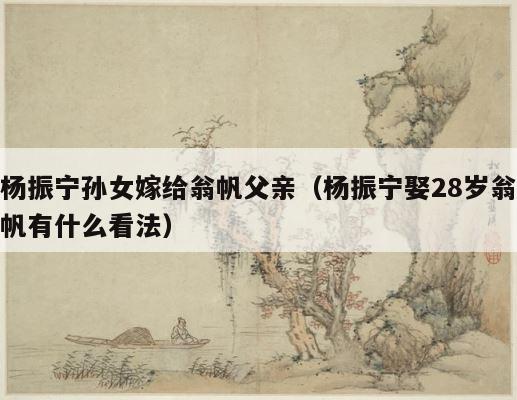 杨振宁孙女嫁给翁帆父亲（杨振宁娶28岁翁帆有什么看法） 第1张
