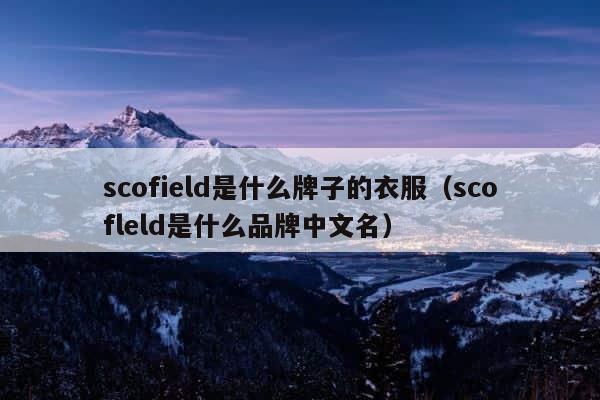 scofield是什么牌子的衣服（scofleld是什么品牌中文名） 第1张