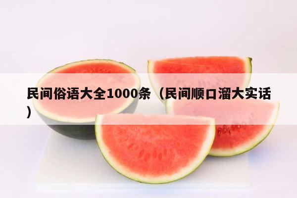 民间俗语大全1000条（民间顺口溜大实话） 第1张