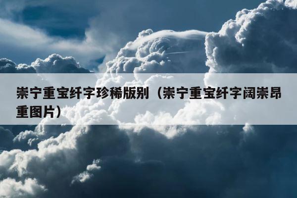 崇宁重宝纤字珍稀版别（崇宁重宝纤字阔崇昂重图片） 第1张