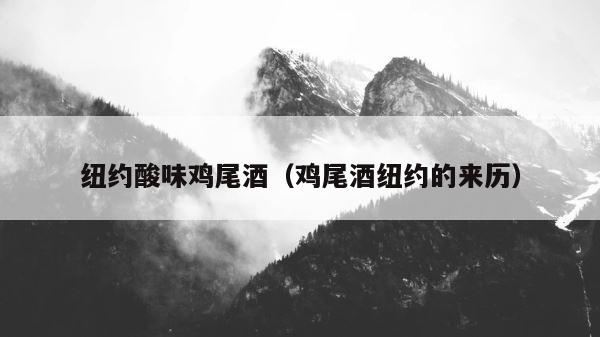 纽约酸味鸡尾酒（鸡尾酒纽约的来历） 第1张
