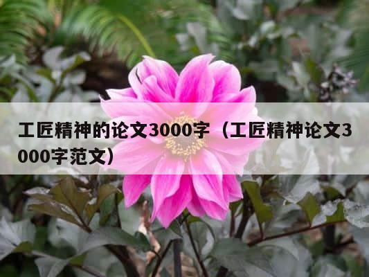 工匠精神的论文3000字（工匠精神论文3000字范文） 第1张