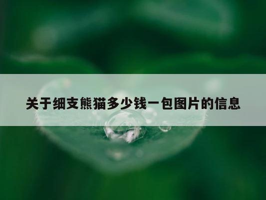 关于细支熊猫多少钱一包图片的信息 第1张